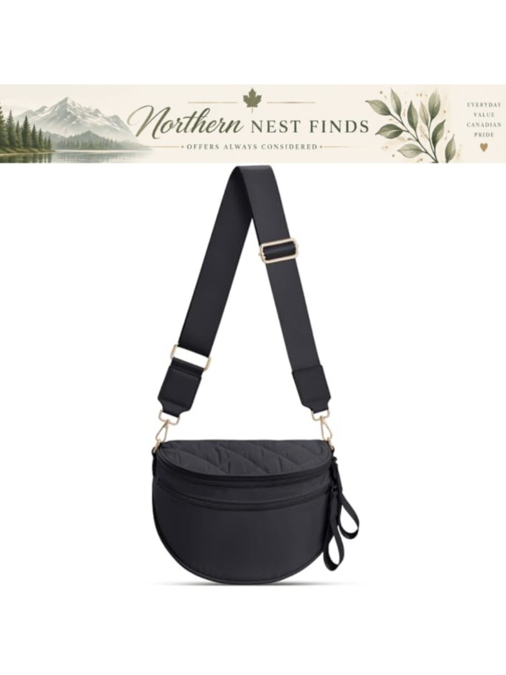 Puffer Quilted Crossbody Bum Bag Sling Travel Purse Wide Strap Women